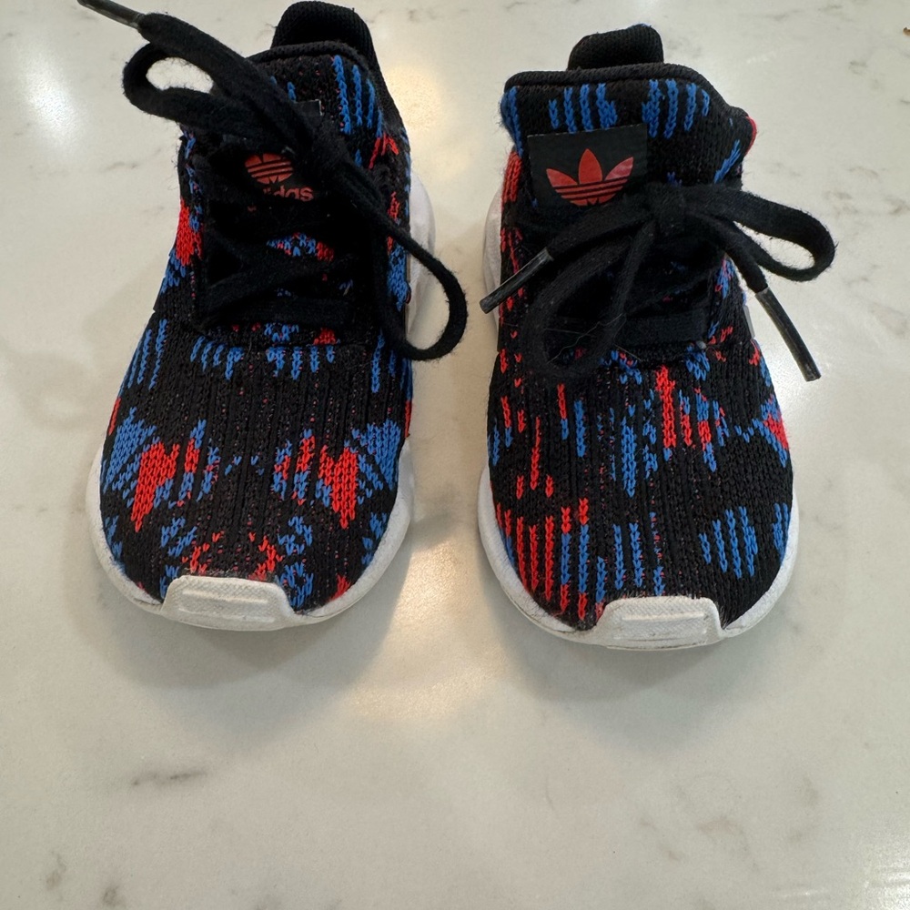 Adidas Kids Toddler 6 Black Red and Blue Sneakers